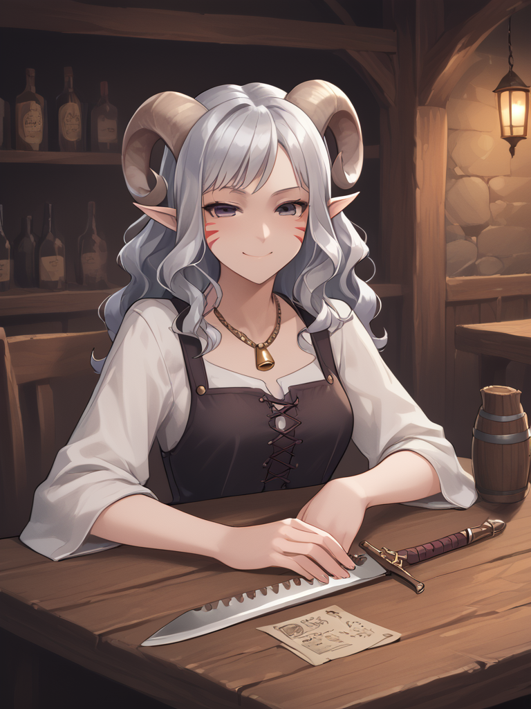 78119-2364443350-sword_breaker_1.4, weapon on table, tavern, weapon focused, _source_furry, score_7_up, rating_safe, source_anime,anime face,_lor.png